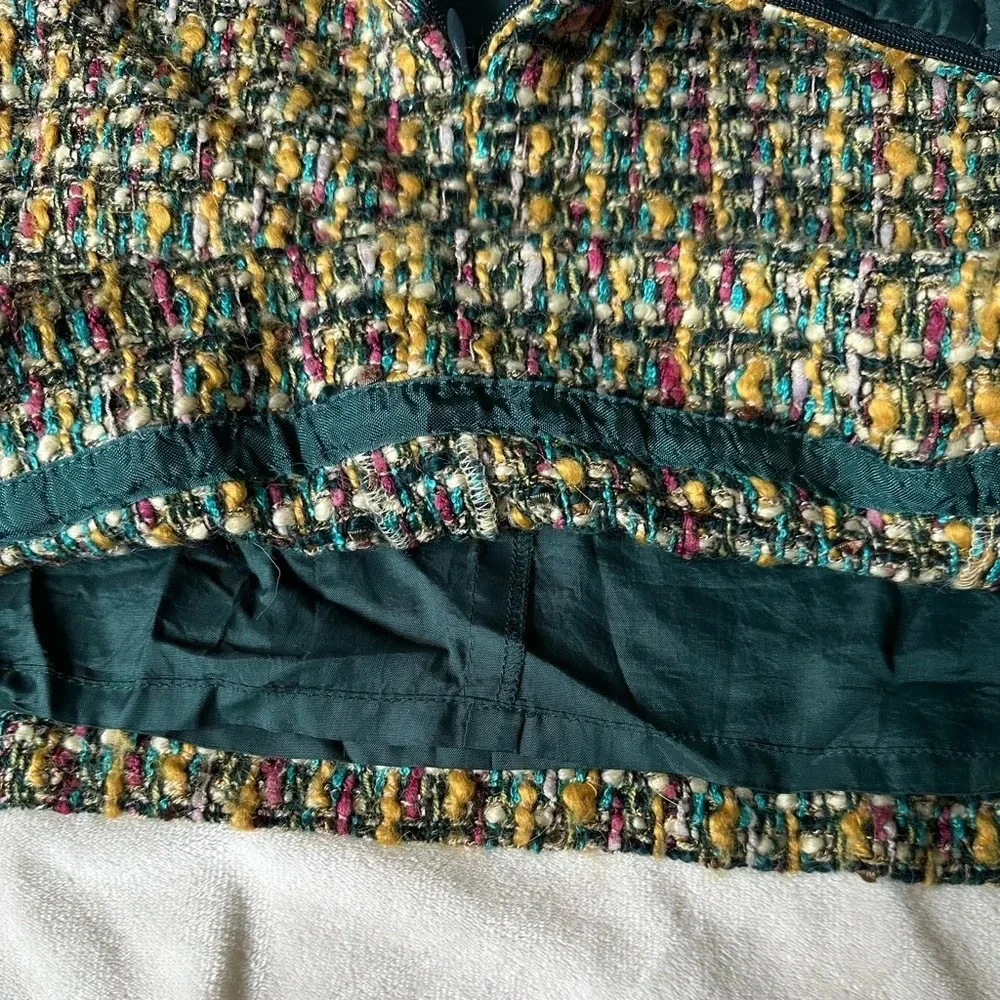 J. Crew Factory Tweed Gold Zip Mini Skirt Size 4 Preppy